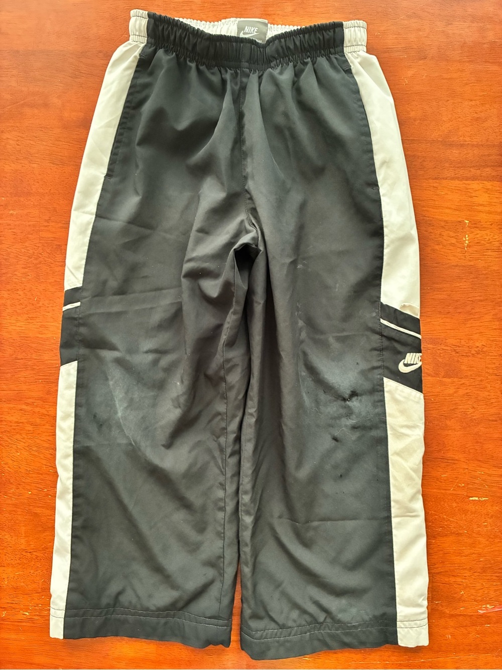 Vintage Nike Kids Track Pants Youth Small Black Gray Lined Sportswear Y2K